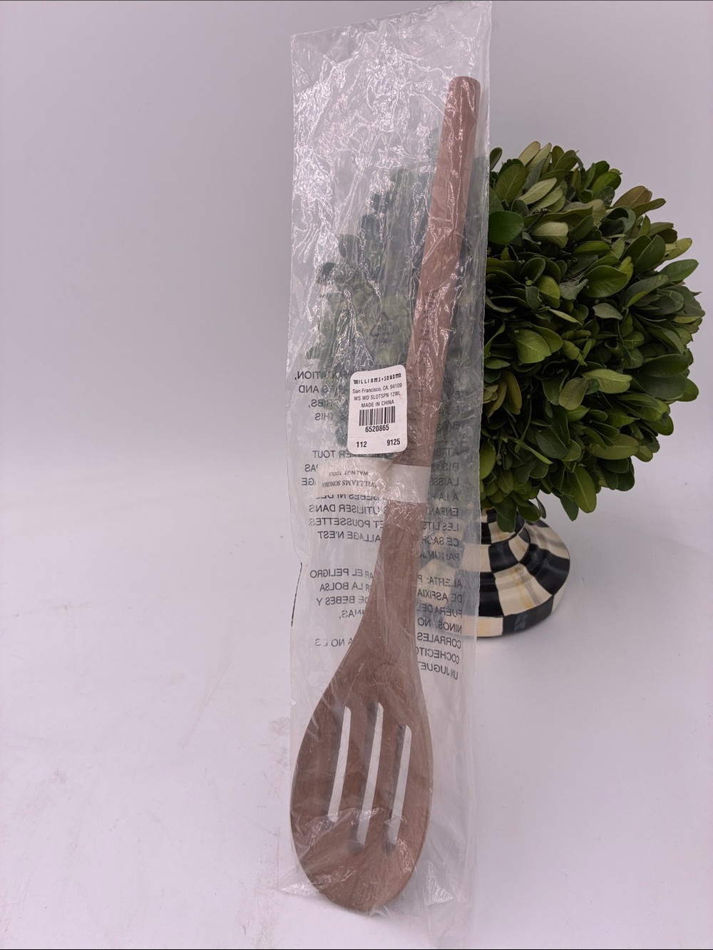 Williams Sonoma Walnut Wood Slotted Serving Spoon